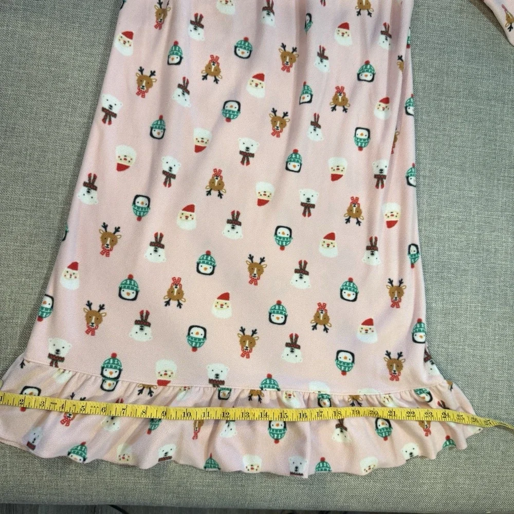 Carter's Girls Holiday Fleece Nightgown Pajamas Pink Reindeer Size 8-10